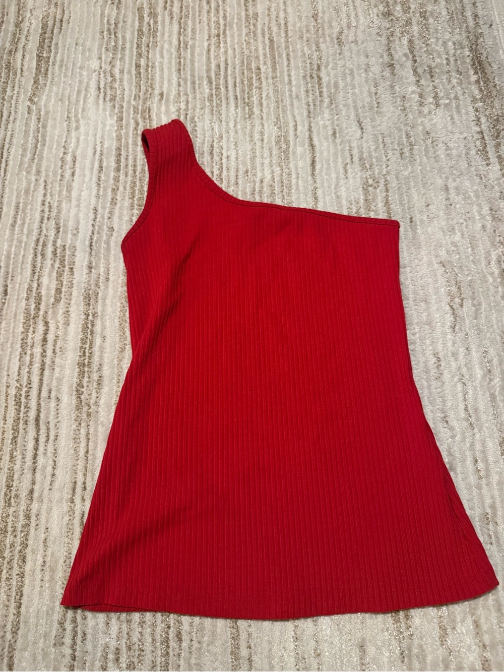 INC International Concepts One-Shoulder Ribbed Red Top